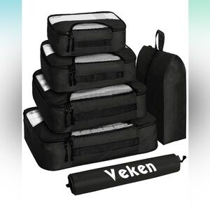 6 Set Packing Cubes Carry on Suitcase‎ Organizer Bags with Hanging Toiletry Bag